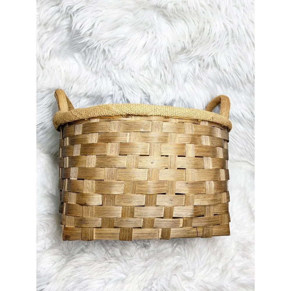 WOODEN CHILI PEPPER KITCHEN COTTAGE FARMHOUSE STORAGE BASKET, 16 x‎ 13.5 x 9